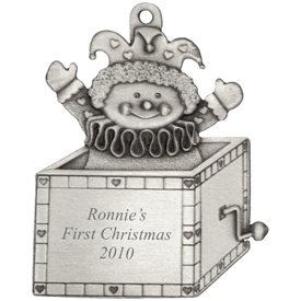 Large Jack in the Box Personalized Pewter Ornament