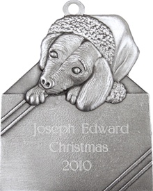 Puppy Engravable Pewter Ornament
