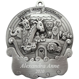 First Christmas Noah's Ark Personalized Pewter Ornament