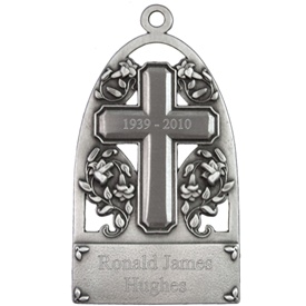 Engravable Memorial Cross Pewter Ornament