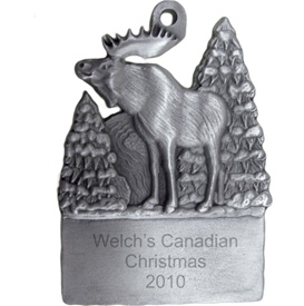 Engravable Moose in the Woods Ornament