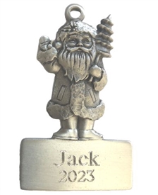 Personalized Santa with Tree Pewter Ornament