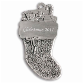Pewter Stocking Engraved Pewter Ornament