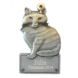 Cat Personalized Pewter Ornament