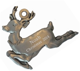Engravable Reindeer Pewter Ornament