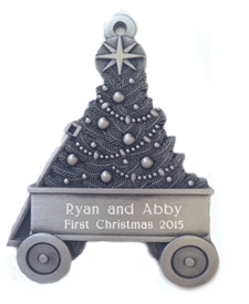Wagon with Tree Personalized Pewter Ornament