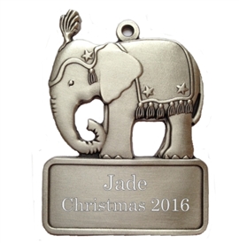 Personalized Pewter Elephant Ornament