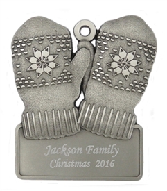 Personalized Mittens Pewter Ornament