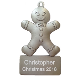 Gingerbread Man Personalized Pewter Ornament