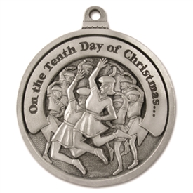 Tenth Day of Christmas Pewter Ornament