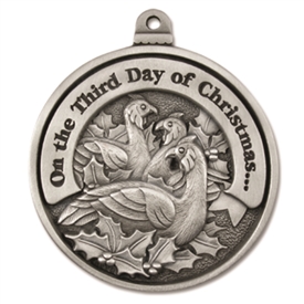 Third Day of Christmas Pewter Ornament
