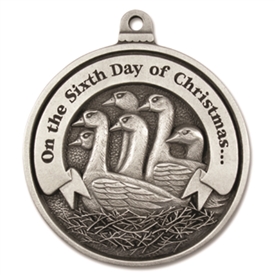 Sixth Day of Christmas Pewter Ornament