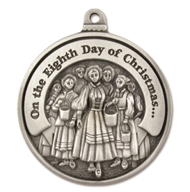 Eighth Day of Christmas Pewter Ornament