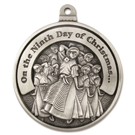 Ninth Day of Christmas Pewter Ornament